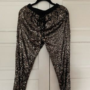 Forever 21 gold sequin joggers